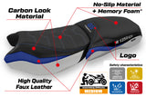 Funda de asiento calefactable Comfort Tappezzeria Italia TPZ para BMW R1250GS ADV 2019-2024 en azul y blanco