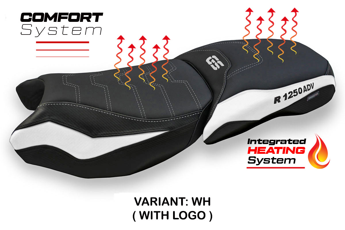 Funda de asiento calefactable Comfort Tappezzeria Italia TPZ para BMW R1250GS ADV 2019-2024 en blanco