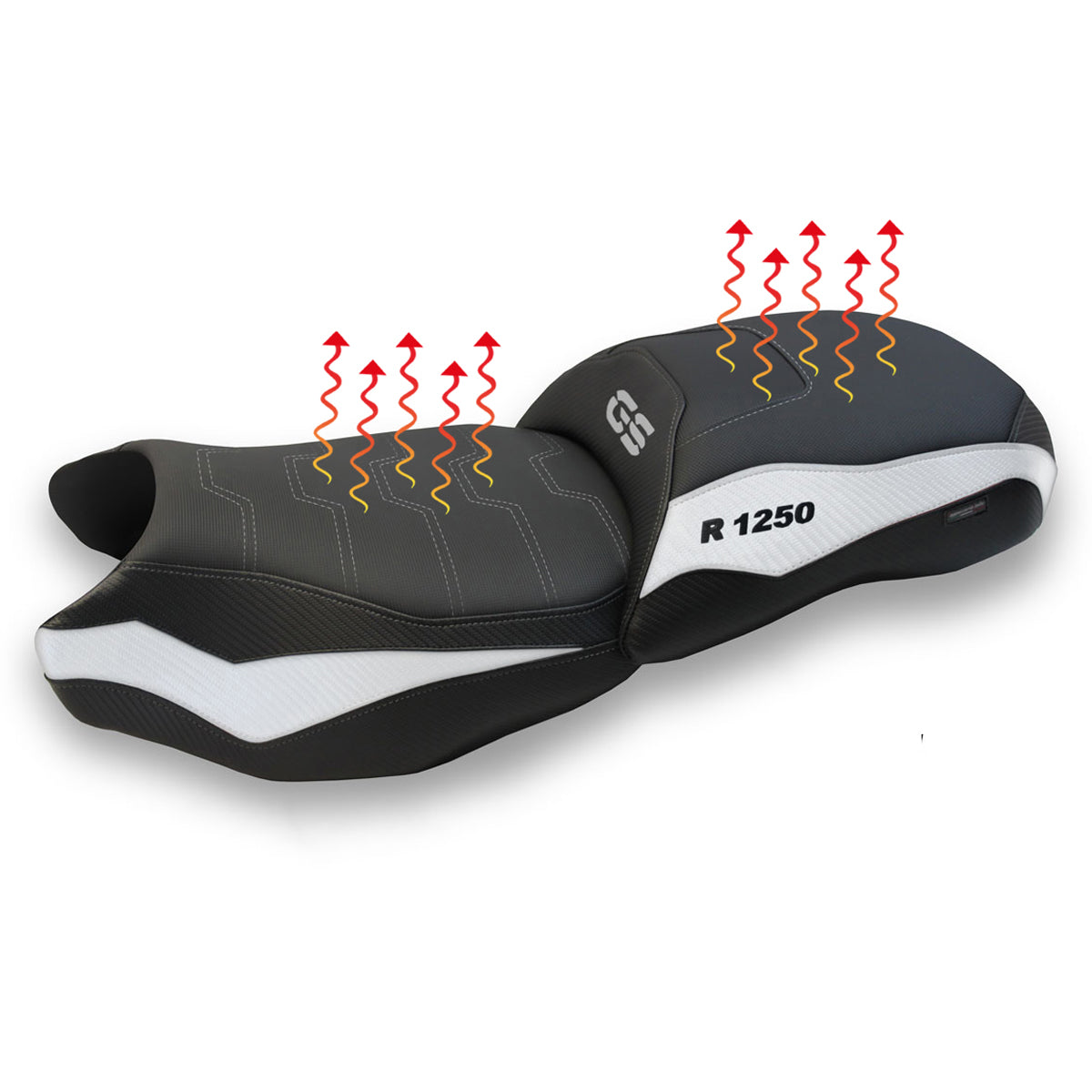 BMW R1250GS 2019-2023 Comfort Heated Seat Cover Tappezzeria Italia TPZ in White Black