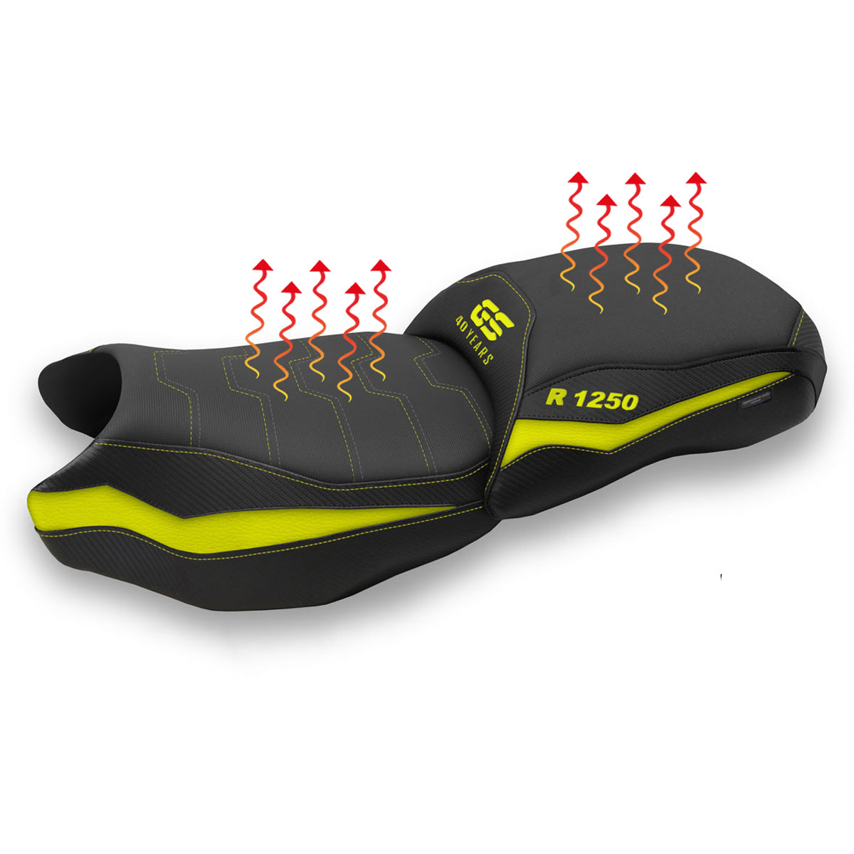 Funda de asiento calefactable Comfort Tappezzeria Italia TPZ para BMW R1250GS 2019-2023 en amarillo y negro