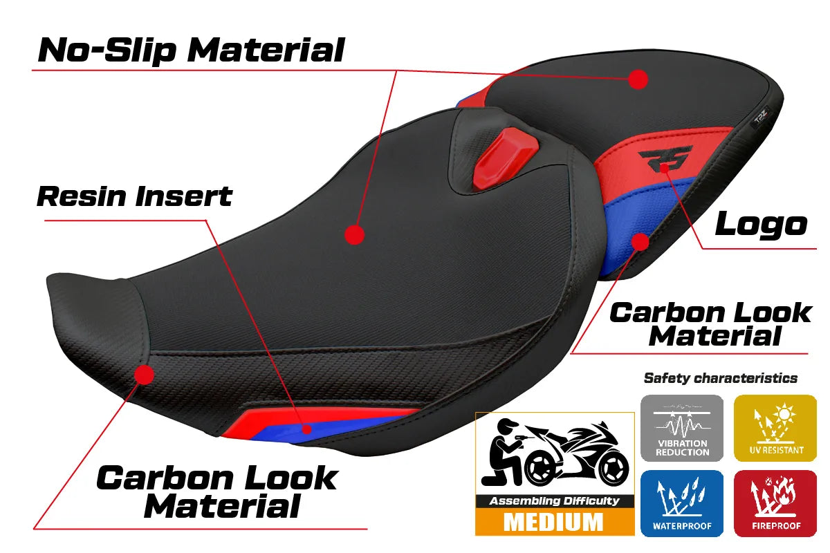 BMW R1300RS 2025-2026 Seat Cover TPZ Italia Red Blue Black