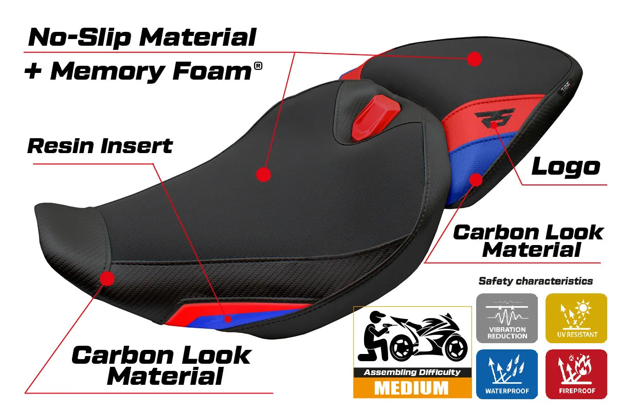 BMW R1300RS 2025-2026 Seat Cover TPZ Italia Comfort Red Blue Black
