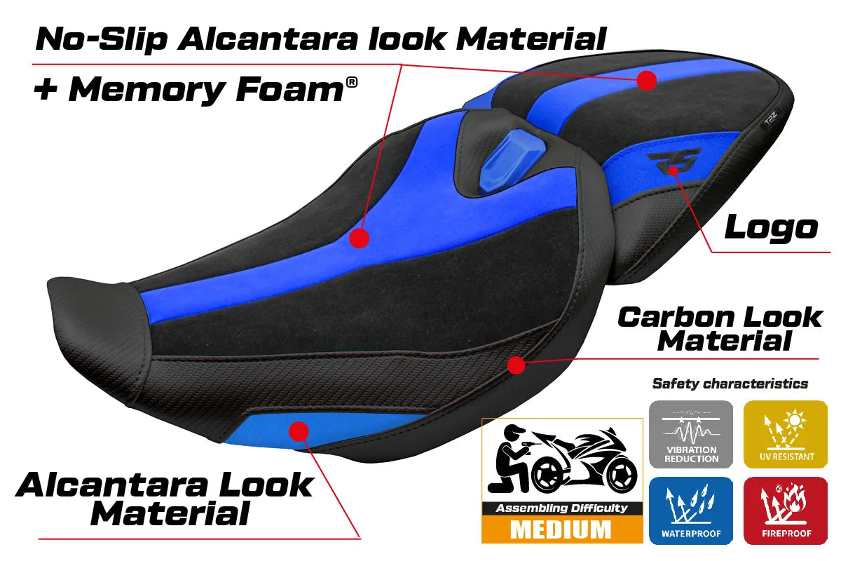 BMW R1300RS 2025-2026 Seat Cover TPZ Italia Velvet Comfort Blue Black