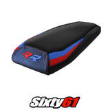 Funda para asiento trasero BMW M1000RR 2021-2022 Tappezzeria Italia TPZ Comfort en rojo, azul y negro