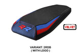 Funda para asiento trasero BMW M1000RR 2021-2022 Tappezzeria Italia TPZ en terciopelo rojo, azul y negro