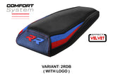 Funda de asiento trasero BMW M1000RR 2021-2022 Tappezzeria Italia TPZ Comfort en terciopelo rojo, azul y negro