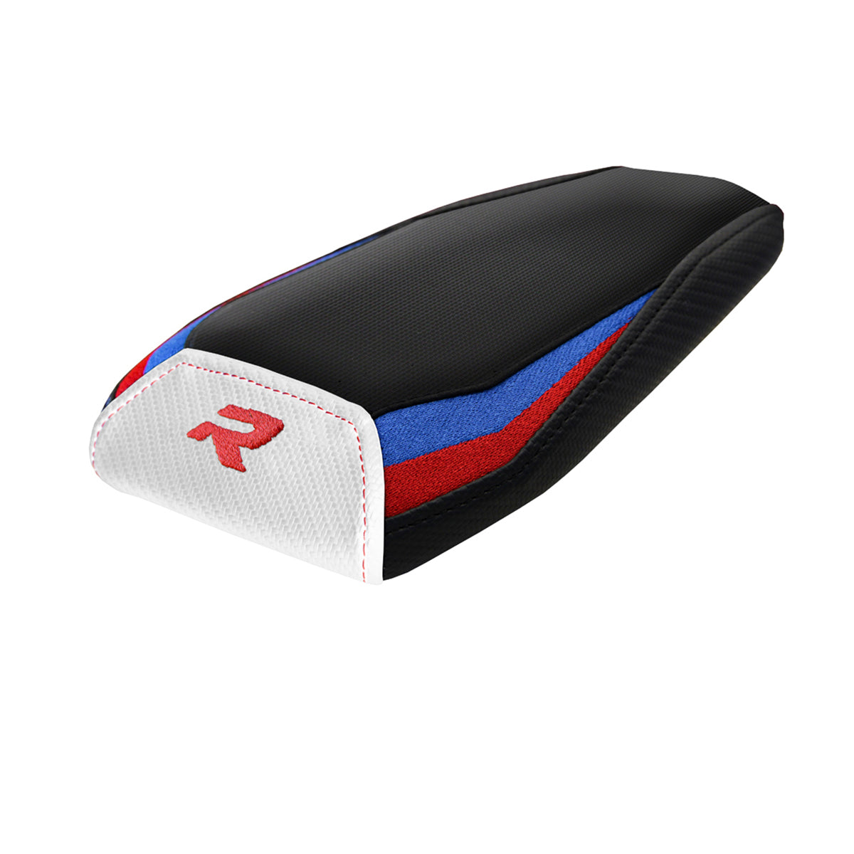 Funda para asiento trasero BMW M1000R 2022-2025 Tappezzeria Italia TPZ Comfort en rojo, azul, blanco y negro