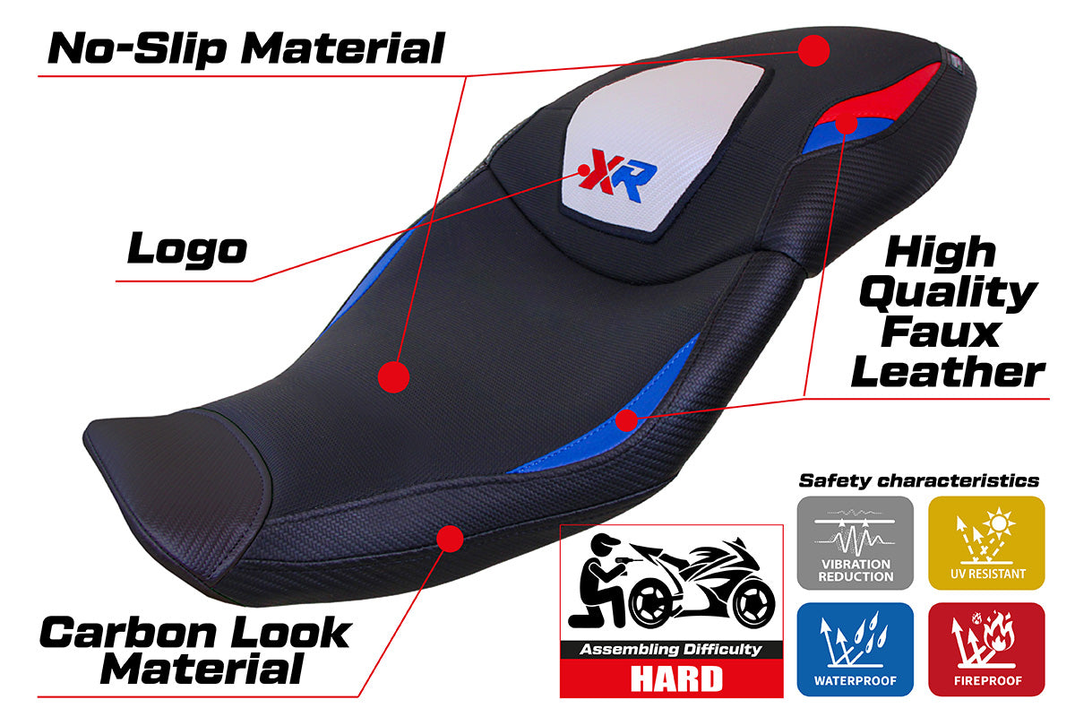 BMW S1000XR 2020-2023 Seat Cover Tappezzeria Italia TPZ in White, Red and Blue