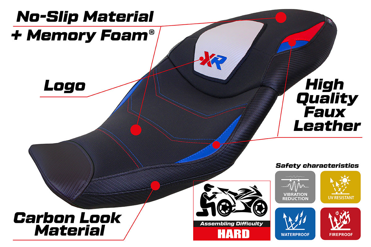 BMW S1000XR 2020-2023 Seat Cover Tappezzeria Italia TPZ Comfort in White, Red and Blue