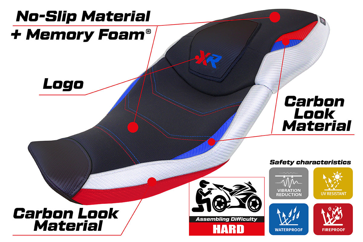 BMW S1000XR 2020-2023 Seat Cover Tappezzeria Italia TPZ Comfort in HP SE White and Red