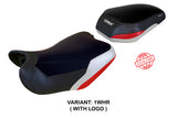 Funda de asiento Benelli TRK 702 2023-2025 Tappezzeria Italia TPZ en blanco rojo y negro