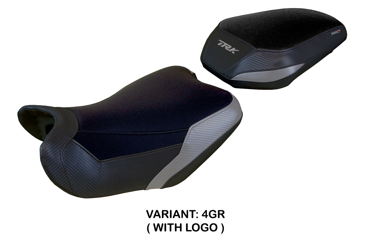 Funda de asiento Benelli TRK 702 2023-2025 Tappezzeria Italia TPZ en gris y negro