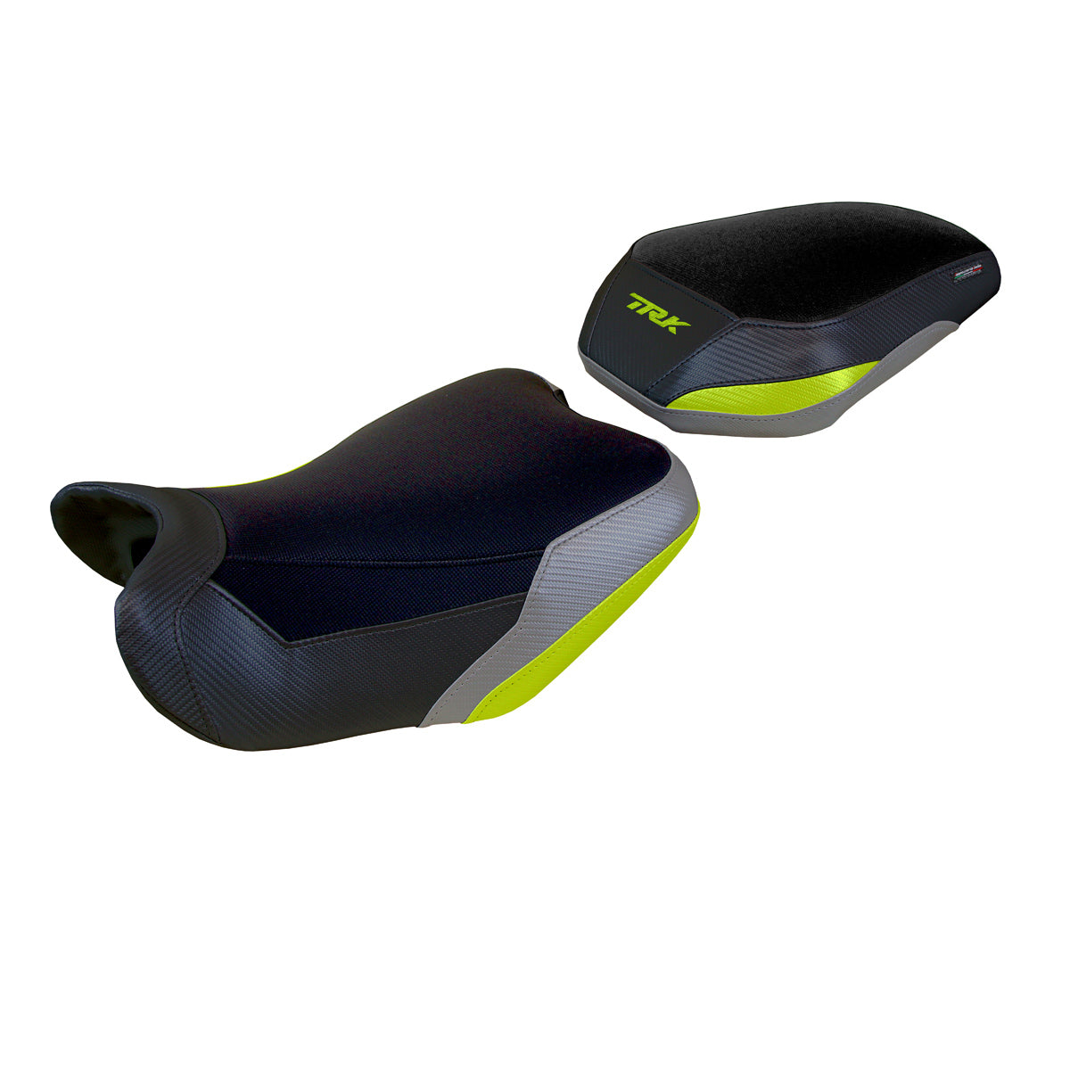 Funda de asiento Benelli TRK 702 2023-2025 Tappezzeria Italia TPZ en gris, amarillo y negro