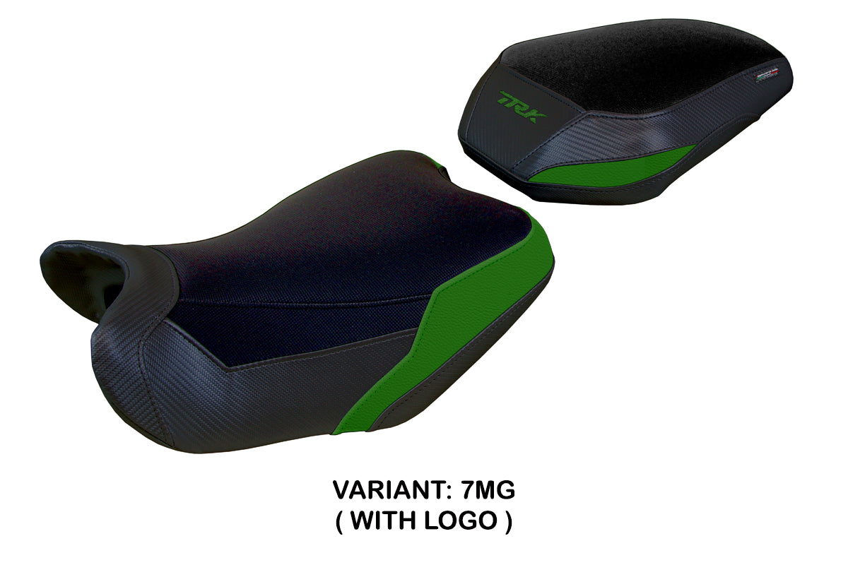 Funda de asiento Benelli TRK 702 2023-2025 Tappezzeria Italia TPZ en verde militar y negro
