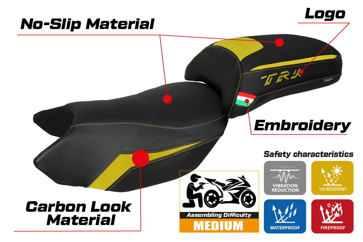 Funda Asiento Benelli TRK 502 2017-2025 Tappezzeria Italia TPZ en Amarillo Negro