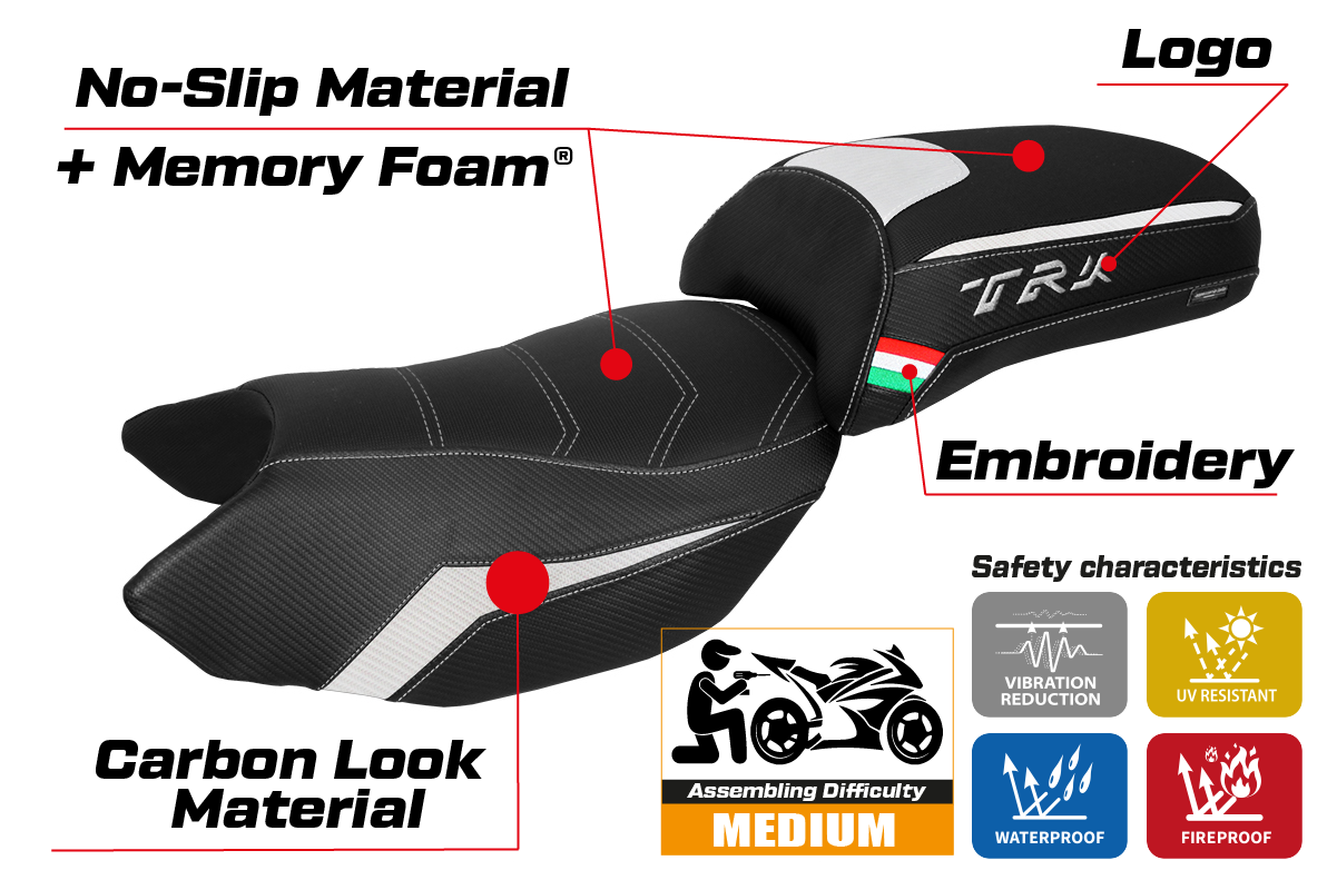 Funda de Asiento Benelli TRK 502 2017-2025 Tappezzeria Italia TPZ Comfort en Blanco