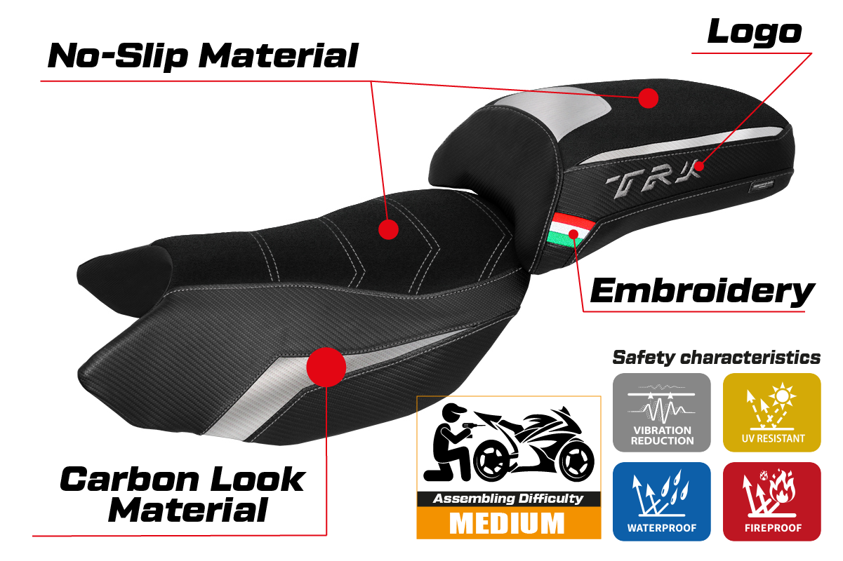 Funda Asiento Benelli TRK 502 2017-2025 Tappezzeria Italia TPZ Ultragrip en Plata