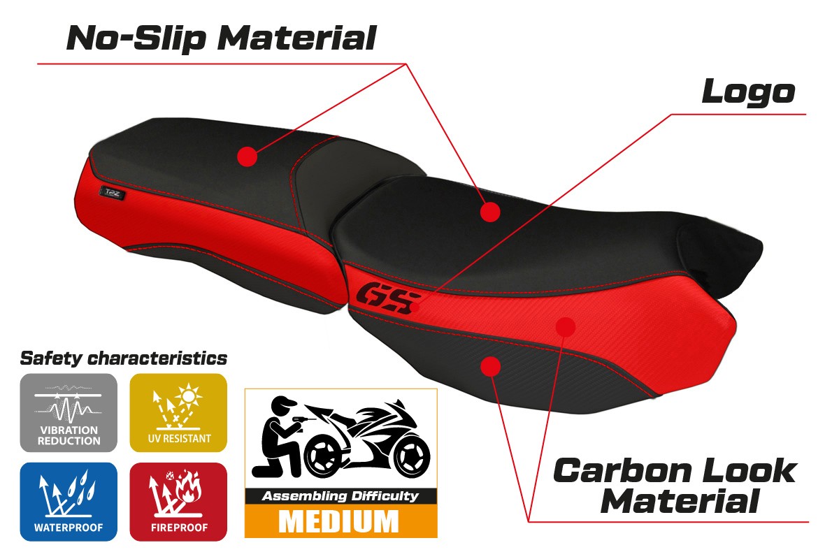 BMW R1200GS ADV 2013-2018 Seat Cover TPZ Italia Red Black