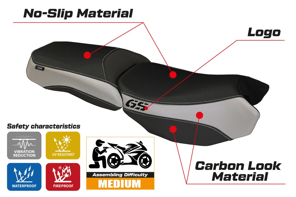 BMW R1200GS ADV 2013-2018 Seat Cover TPZ Italia Silver Black