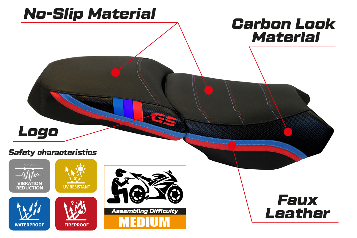 BMW R1200GS Adventure 2013-2018 Seat Cover Tappezzeria Italia TPZ in Black