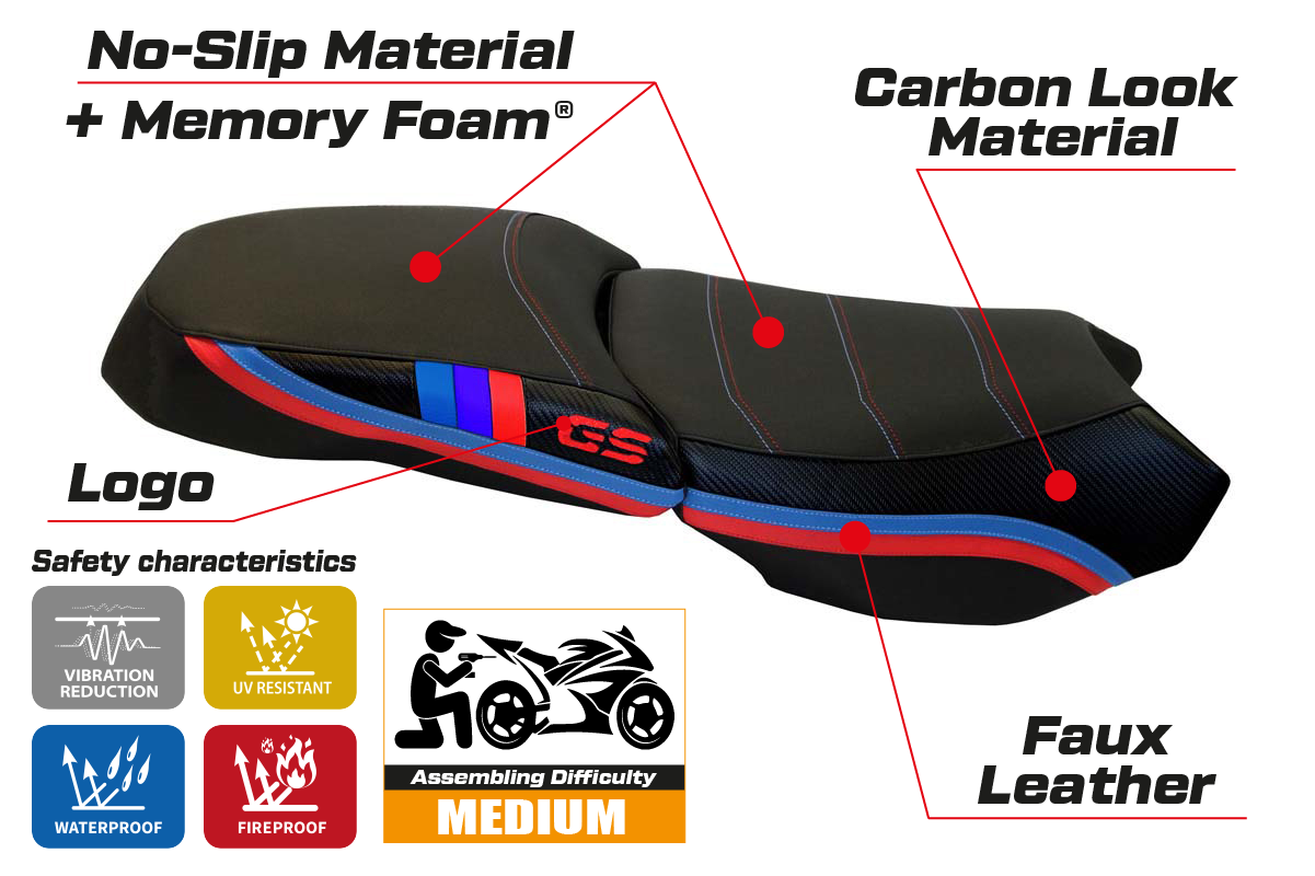 BMW R1200GS Adventure 2013-2018 Seat Cover Tappezzeria Italia TPZ Comfort in Black