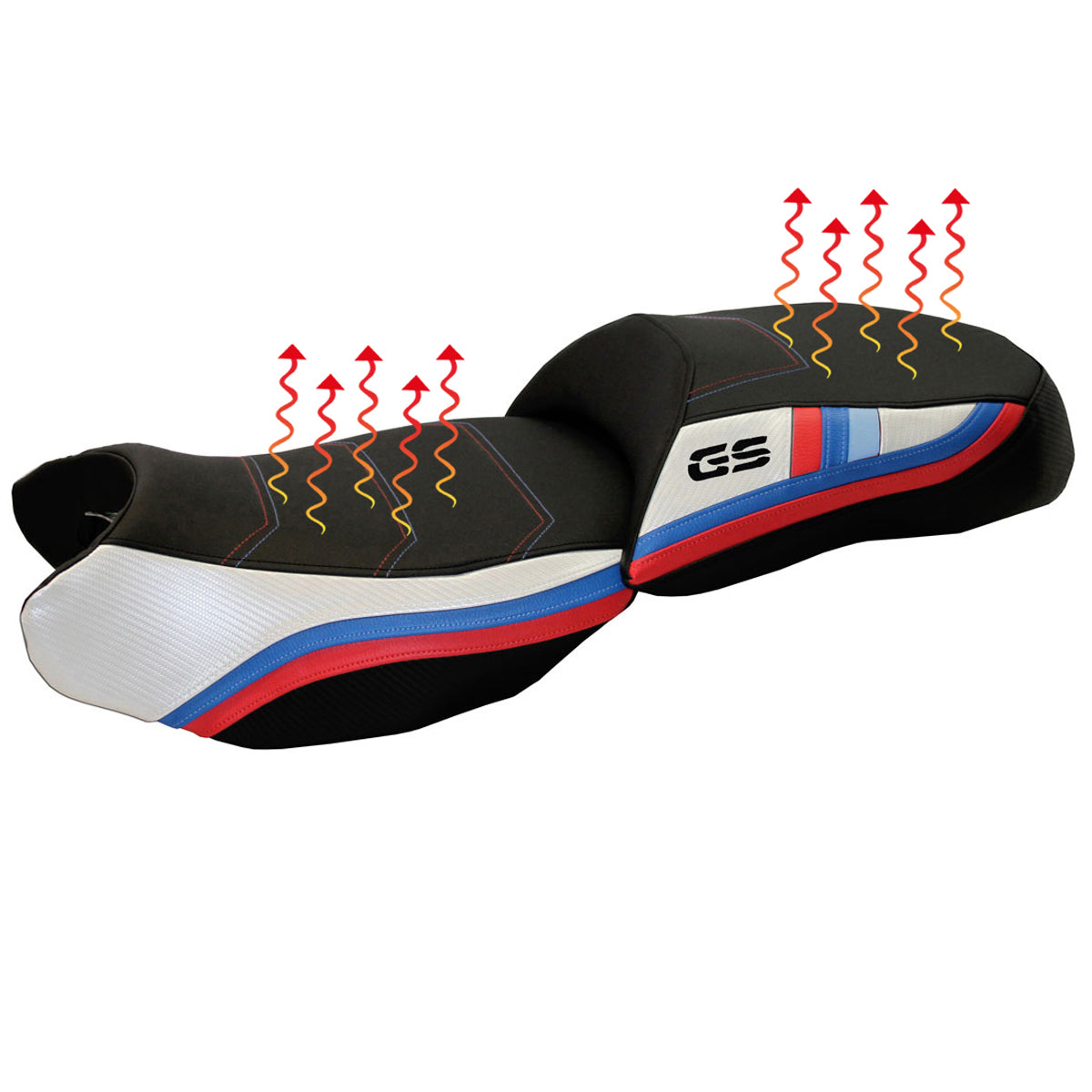 Funda de asiento BMW R1200GS 2013-2018 Tappezzeria Italia TPZ Comfort calefactable en blanco y negro