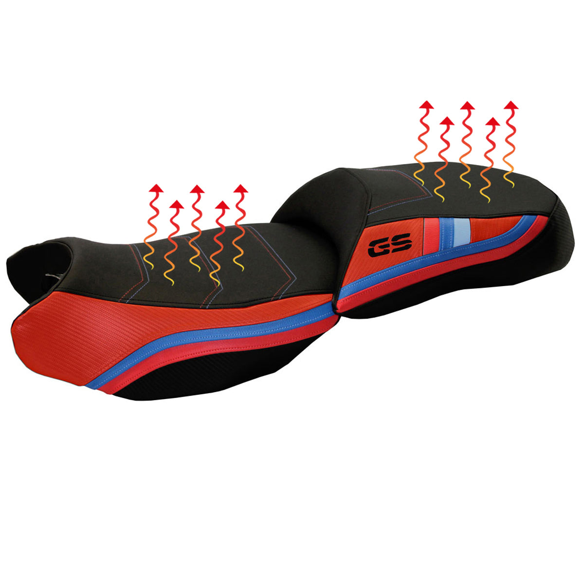 Funda de asiento BMW R1200GS 2013-2018 Tappezzeria Italia TPZ Comfort calefactable en rojo y negro