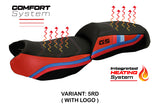 Funda de asiento BMW R1200GS 2013-2018 Tappezzeria Italia TPZ Comfort calefactable en rojo y negro