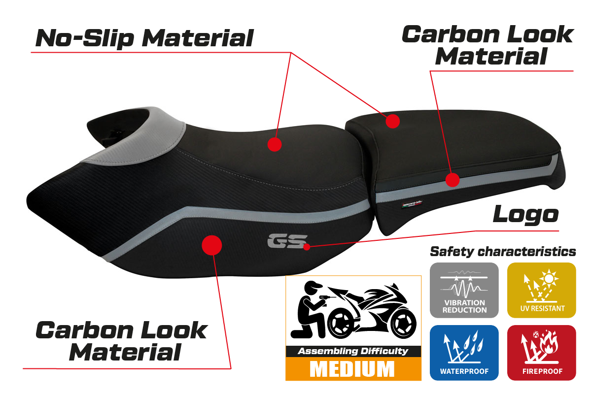 BMW R1200GS Adventure 2006-2012 Seat Cover Tappezzeria Italia TPZ in Silver