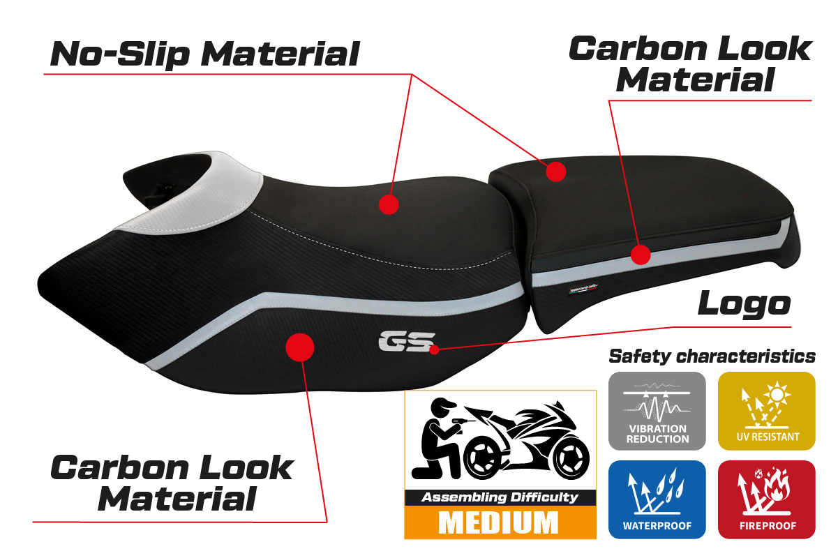 Funda de asiento para BMW R1200GS Adventure 2006-2012 de Tappezzeria Italia TPZ en blanco