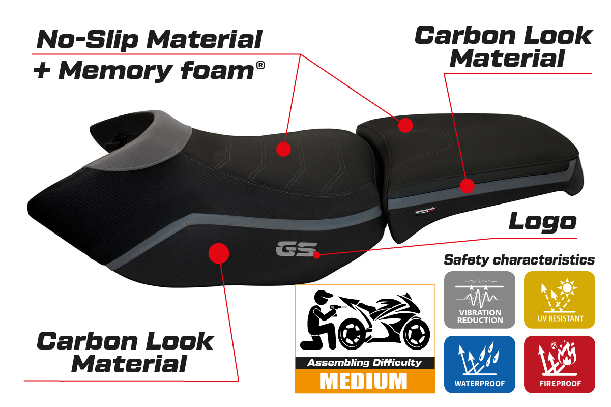 Funda de asiento BMW R1200GS Adventure 2006-2012 Tappezzeria Italia TPZ Comfort en gris