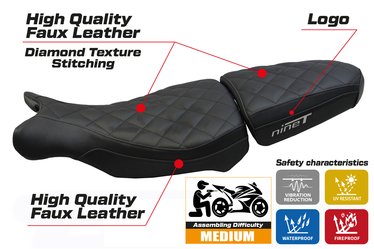 BMW R1200 Nine T 2014-2024 Seat Cover Tappezzeria Italia TPZ Black FR