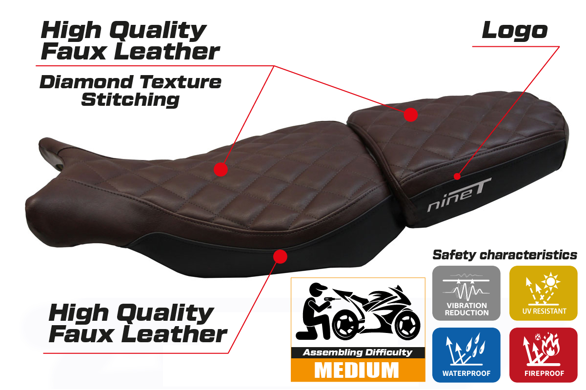 BMW R1200 Nine T 2014-2024 Seat Cover Tappezzeria Italia TPZ in Brown and FR
