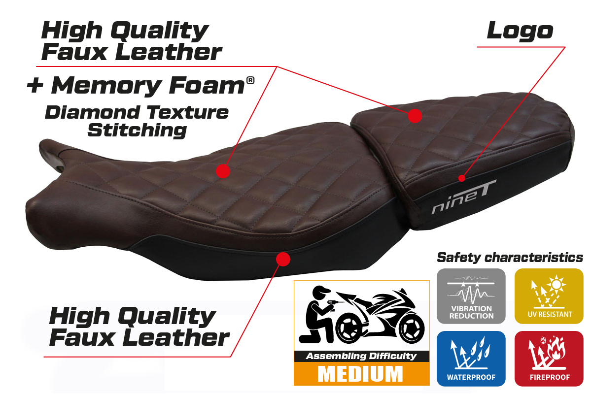 BMW R1200 Nine T 2014-2024 Seat Cover Tappezzeria Italia TPZ Comfort in Brown FR