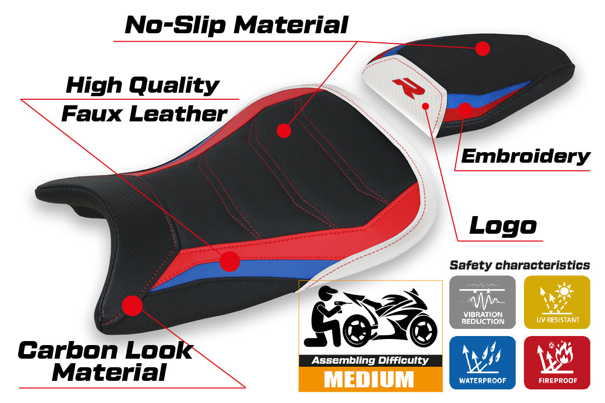 BMW S1000R M Sport 2021-2026 Seat Cover Tappezzeria Italia TPZ Ultragrip in White HP SE