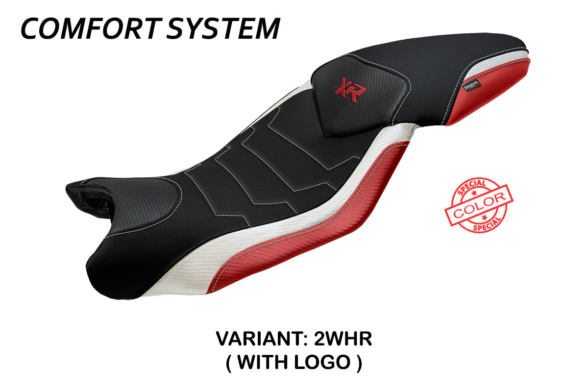 Funda de asiento BMW S1000XR 2015-2019 Tappezzeria Italia TPZ Comfort en blanco y rojo