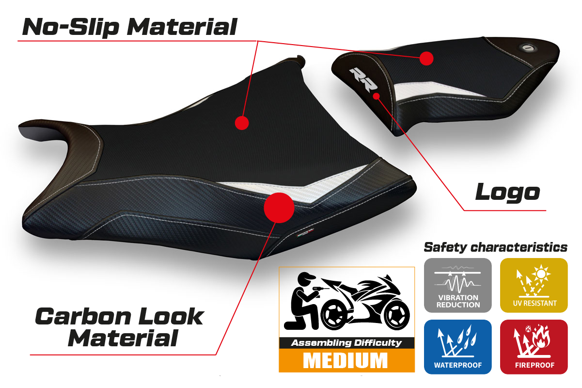 BMW S1000RR 2009-2011 Seat Cover Tappezzeria Italia TPZ in White and Black