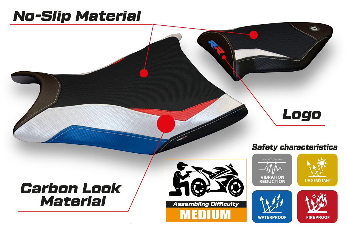 BMW S1000RR 2009-2011 Seat Cover Tappezzeria Italia TPZ in HP Red, White, Blue and Black