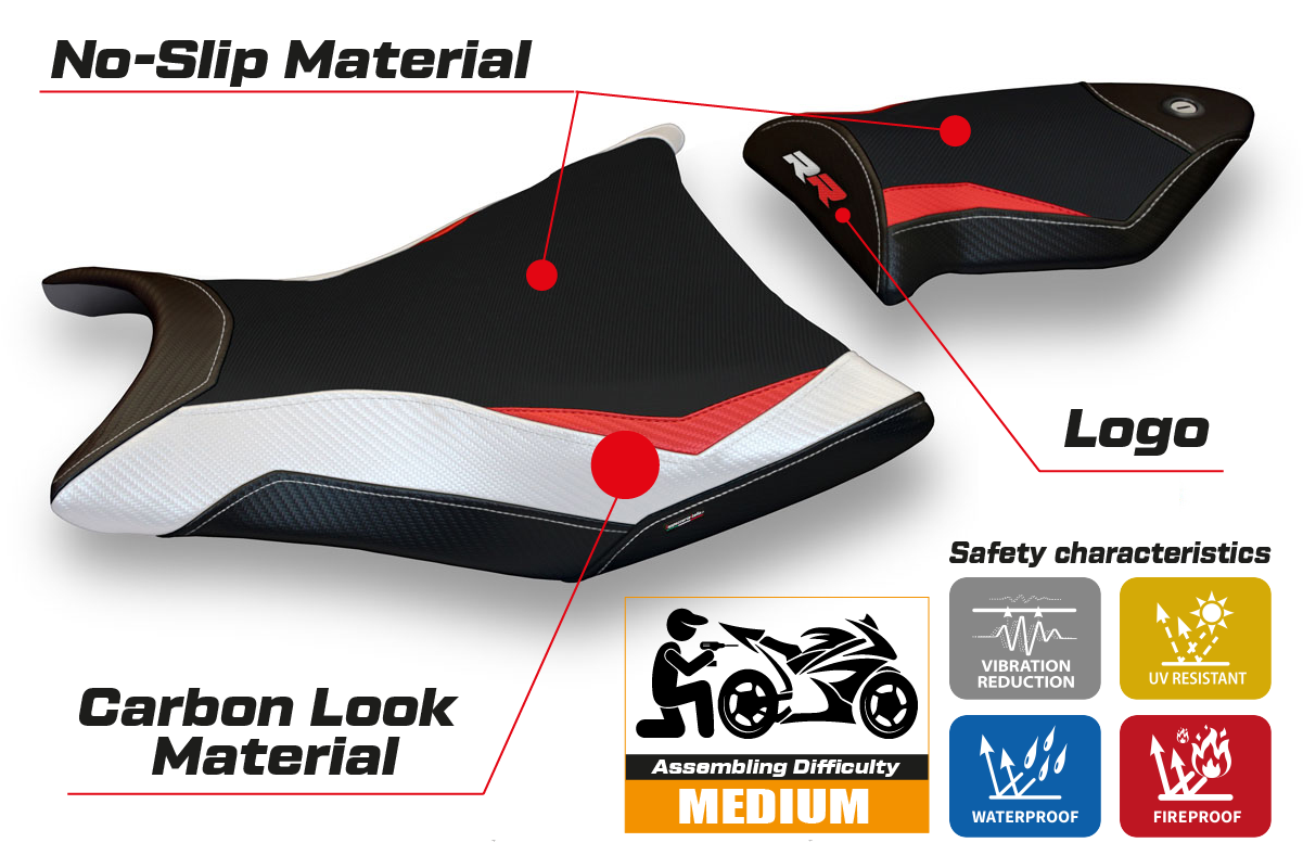 BMW S1000RR 2009-2011 Seat Cover Tappezzeria Italia TPZ in Red, White and Black