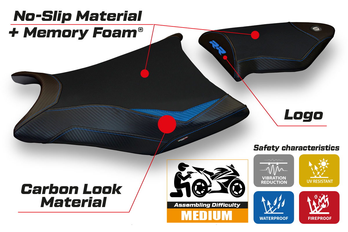 BMW S1000RR 2009-2011 Seat Cover Tappezzeria Italia TPZ Comfort in Blue and Black
