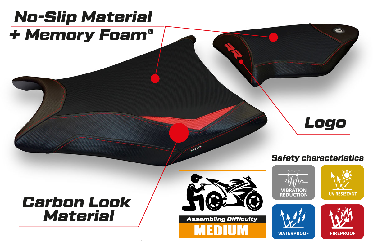 BMW S1000RR 2009-2011 Seat Cover Tappezzeria Italia TPZ Comfort in Red and Black