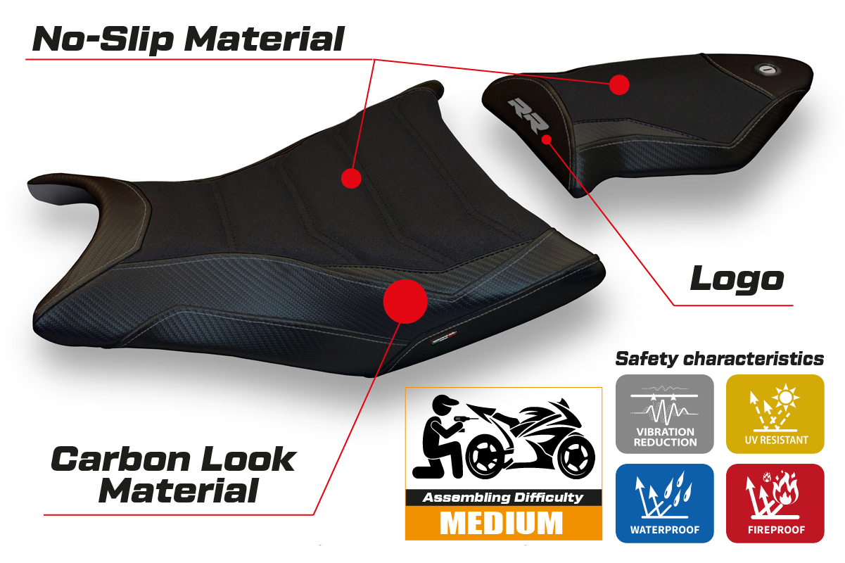 BMW S1000RR 2009-2011 Seat Cover Tappezzeria Italia TPZ Ultragrip in Black