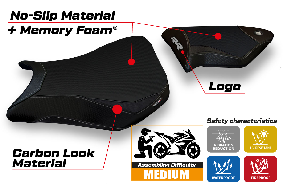 BMW S1000RR 2012-2014 Seat Cover Tappezzeria Italia TPZ Comfort in Black