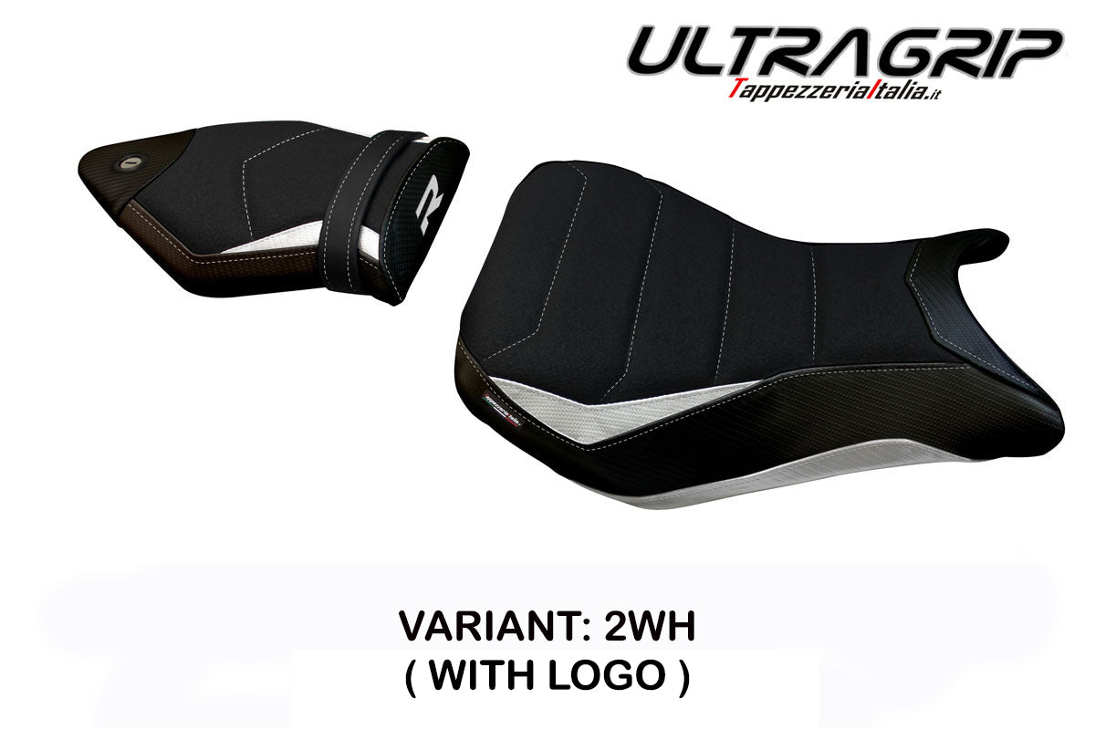 Funda de asiento BMW S1000R 2014-2020 Tappezzeria Italia TPZ Ultragrip en blanco y negro