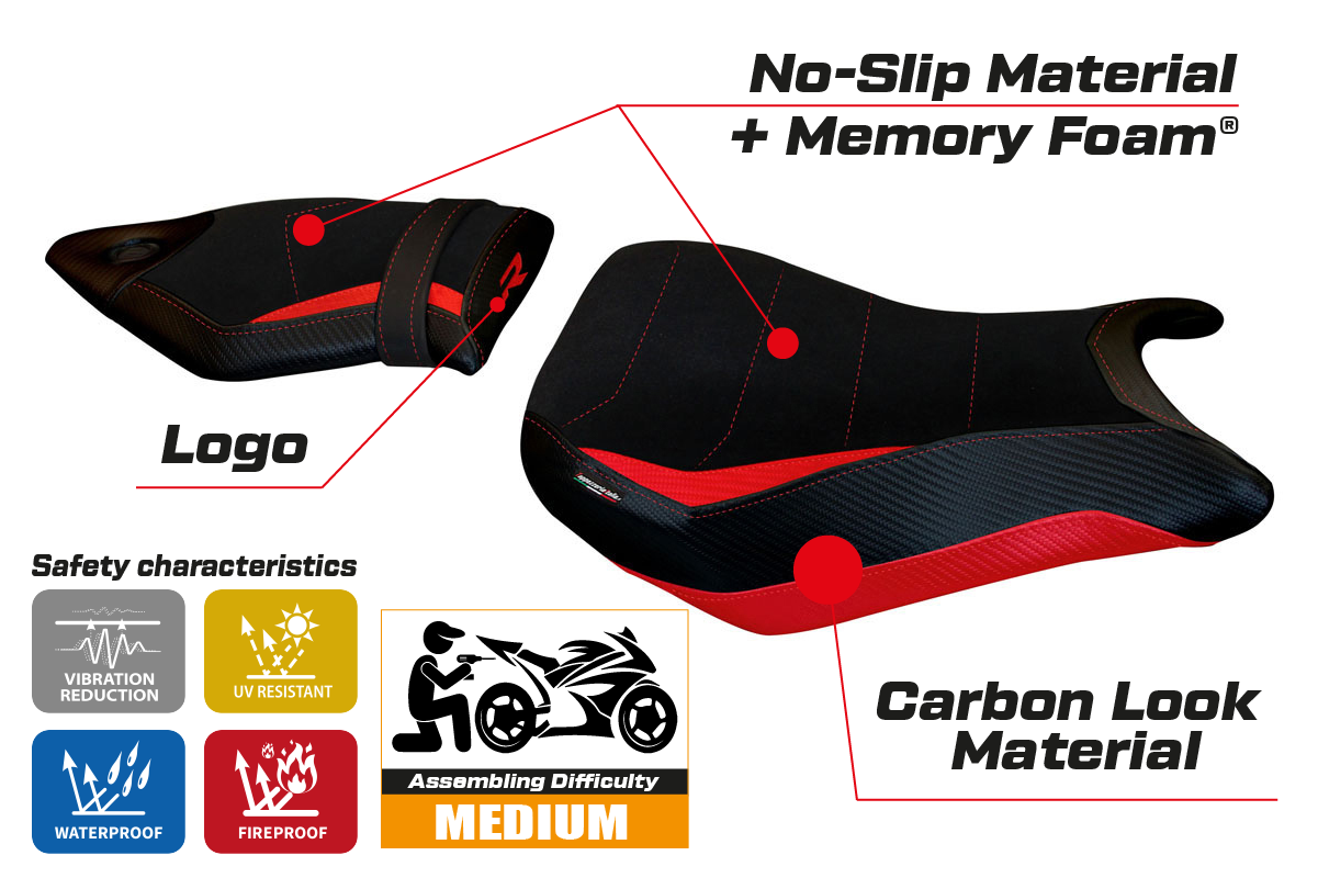 BMW S1000R 2014-2020 Seat Cover Tappezzeria Italia TPZ Comfort in Red and Black