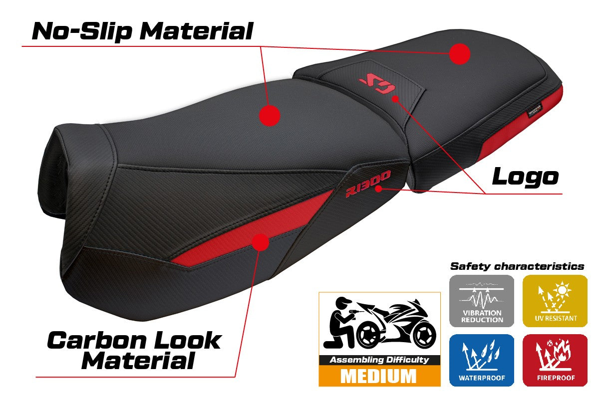 Funda de asiento BMW R1300GS Adventure Trophy 2024-2025 Tappezzeria Italia TPZ Rojo Negro