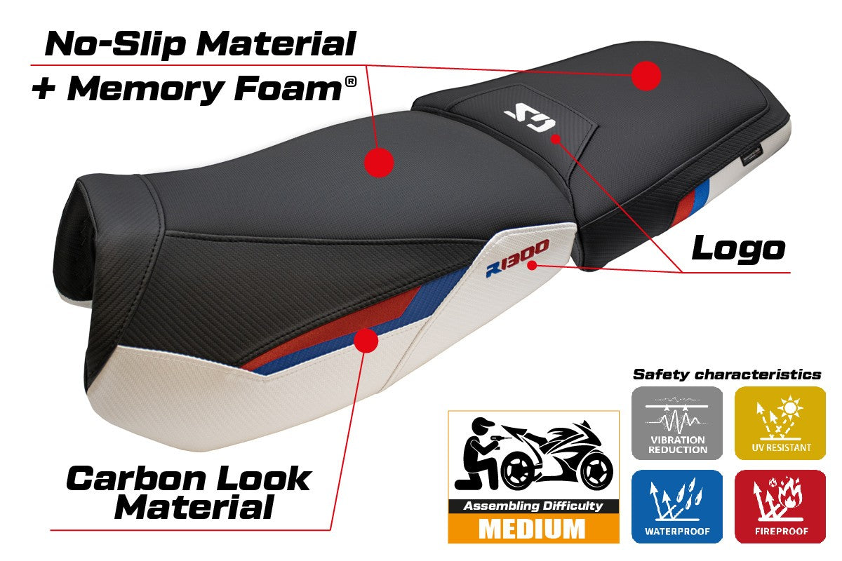 BMW R1300GS ADV Trophy 2024-2026 Seat Cover Tappezzeria Italia TPZ Comfort White Red Blue
