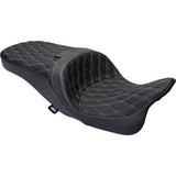 Asiento Freedom de DRAG SPECIALTIES - Vinilo - Costuras plateadas de doble diamante - FLH '09-'23 0801-1482 