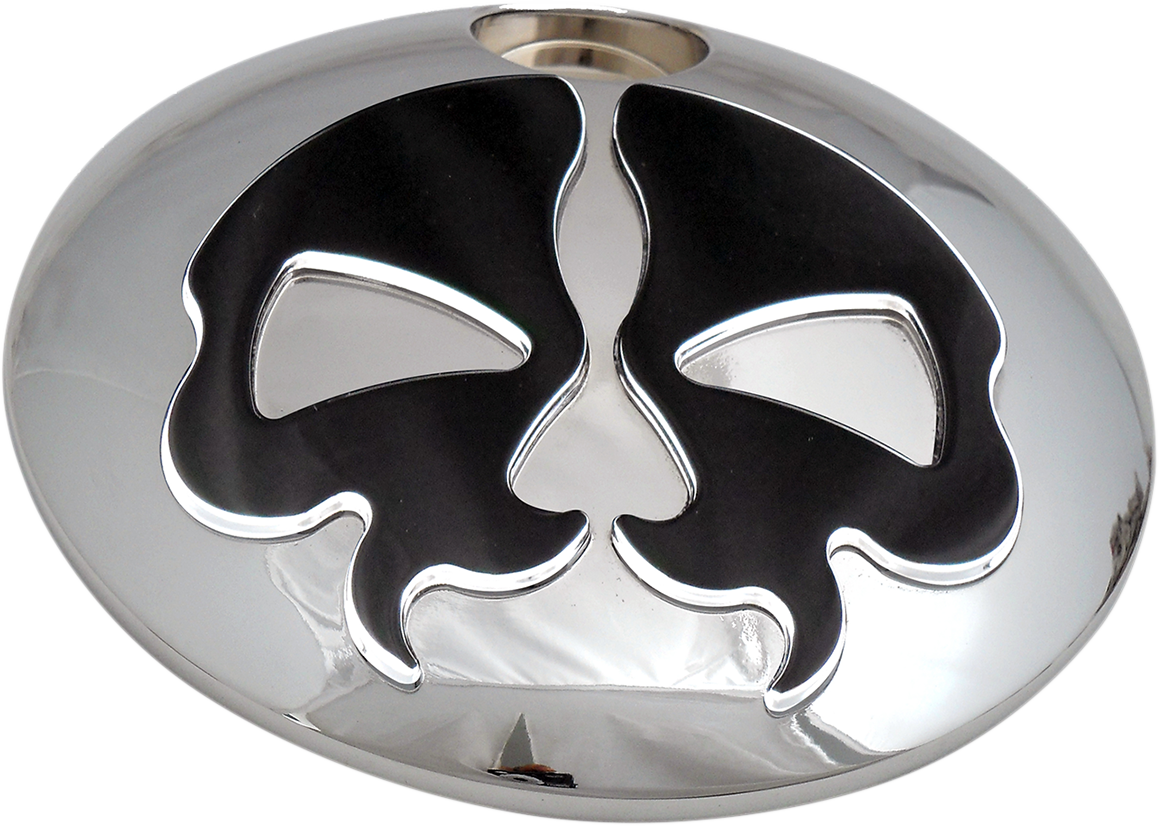 Puerta de combustible DRAG SPECIALTIES - Split Skull - Cromada con negro 78051