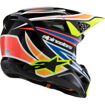 Casco de moto juvenil ALPINESTARS SM3 - Wurx - Negro brillante/Amarillo fluorescente/Azul/Rojo - Talla pequeña 8302025-1574-YS 